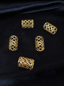 5pcs Gold Sun Braid Hair Clips, Openable Mesh Hair Jewelry Accessories, Women Hair Decorations For Festivals, Claw Clips, Hair Claws, Hair Slide, Hair Barrettes - Gold - View 2