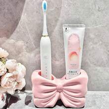 Giá đựng bàn chải đánh răng hình nơ, kệ đựng bàn chải đánh răng và mỹ phẩm dễ thương, đồ trang trí nơ cá nhân hóa, phụ kiện để bàn phòng tắm, đồ dùng phòng tắm gia đình (Hồng/Trắng), cũng có thể dùng làm bình hoa để bàn. - Nhiều màu - Xem 7
