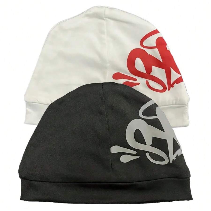 2 件针织帽 - 黑色设计帽，弹性聚酰胺和氨纶混纺，轻便舒适，适合女性，休闲头饰，日常头饰，头饰，头饰