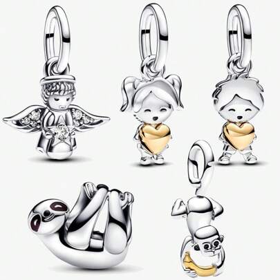 1 Boy And Girl Charm Silver Plating Is Suitable For Bracelets, Necklaces, DIY Jewelry, Birthday Gifts, And Daily Anniversary Gifts
