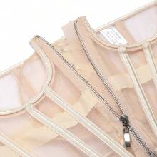 1 件女式修身束腰上衣，拉链网眼轻质透气塑身内衣丰胸上衣万圣节服装 - 杏色 - 查看 5