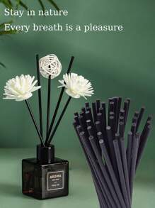 50pcs Rattan Reed Diffuser Sticks, Suitable For Home, Office, Hotel Spa, Essential Oil Fragrance Diffuser Reeds, 20cm X 3mm (Natural Color, Black)