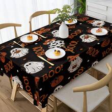 1 Stück Halloween Tischdecke - Kürbis Geist Schädel, farbenfrohe Mustergestaltung, geeignet für Küchendekoration, Partygeschenke und Raumdekoration, hervorragend für Zuhause oder Veranstaltungen, Esszimmertischdekoration