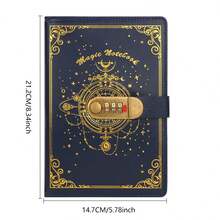 1 PU 密码锁笔记本，100 张/200 页，两种款式，金色/银色，学习用品，文具用品，办公用品 - A5 - 查看 12