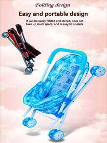 迷你可折叠玩具推车，经久耐用，适合客厅使用，促进亲子互动，角色扮演游戏，是送给女孩的绝佳礼物。