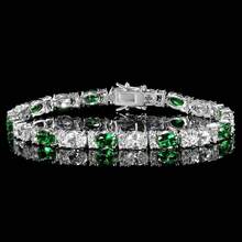 MDFUN 1pc Fashionable & Versatile Green & White Oval Zirconia Bracelet, Suitable For Women's Daily Wear - White - View 6