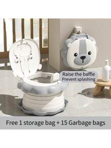 1 件可爱卡通便携式婴儿马桶 - 可折叠旅行便盆，防溅快开 ABS 马桶，免费垃圾袋，适合家庭、酒店和旅行
