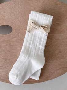 1pc Cute Bow Mesh Tights For Baby Girls & Toddler Girls, Casual Soft Breathable Comfortable