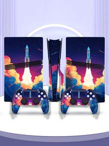 6pcs Rocket Pattern P5 Digital Version Pro Gaming Console Stickers, Dust-Proof And Wear-Resistant