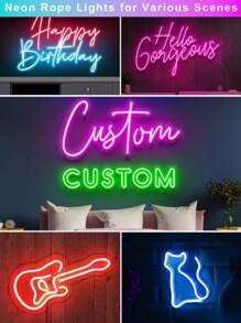 RGB Flexible Neon Light Strip, USB Powered With Remote Control, Multi-Color Switching, DIY For TV Backdrop, Living Room Decor, Gaming Room, Christmas & Halloween Decoration