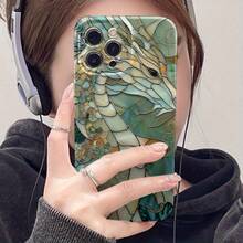 Dragon Stained Glass Pattern Full Cover Shock Protection Film Hard Shell Phone Case For IPhone 11/12/13/14/15/16/PLUS/PRO/PROMAX Unisex Gift Case Christmas Halloween Gift For Friends, Family And Loved Ones. - Mixed Colors - View 3