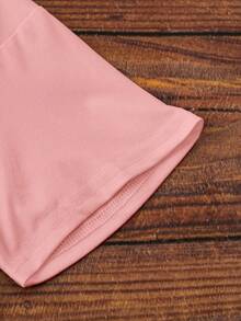 Camiseta de manga corta con cuello redondo, adornada con estampado pequeño, para ropa de Año Nuevo, camisetas gráficas para mujeres - Rosa - Ver 5