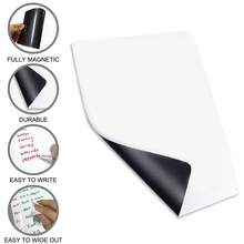 8.26 英寸 x 5.82 英寸白色磁性白板，配可擦写柔性马克笔，适用于冰箱磁铁、磁性白板、冰箱贴、厨房备忘录、购物清单、学校用品、返校用品、白板 - 彩色 - 查看 10