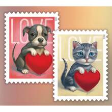 100 sellos de primera clase hechos de corazones para recuerdos de boda, conmemoración, recuerdos de boda, sellos de EE. UU. en libreta