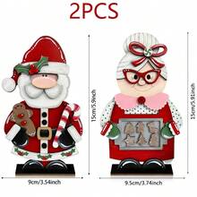 1 套/2 套/300 套 2D 乡村印花圣诞老人木质桌标适用于家庭桌面装饰,圣诞农舍木制分层托盘装饰适用于商店市场酒吧圣诞节桌面装饰 - 彩色 - 查看 11