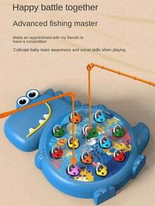 Festive Dino Fishing Game: Play And Drop Resistant,Plastic, Ages 3-6, No Electricity, Magnetic Fishing Toy With Random Color Fish And Accessories!