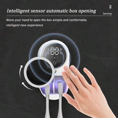 USB Charging Toothbrush Sterilizer, Wall Mounted Toothbrush Holder, Toothbrush Holder Disinfection Device, Automatic Sensing Toothbrush Storage Rack, Toothbrush Storage Rack With 2 Brush Slots, Bathroom Accessories, Home Decor