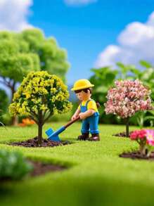 4pcs Artificial Model Trees, Miniature Tree Scene KitSimulated Plants, Garden Micro Landscape Decor, Bright PVC Artificial Green Decoration, Suitable For Aquarium, Fairy Garden And Glass Container, Colorful And Realistic Leaf Design