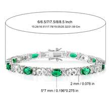 MDFUN 1pc Fashionable & Versatile Green & White Oval Zirconia Bracelet, Suitable For Women's Daily Wear - White - View 9