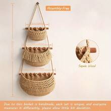 Handgeflochtener Aufbewahrungskorb, hängender Organizer-Korb für Nachttisch, Tischplatte, Wanddekoration, zum Aufbewahren von Sonnenbrillen, Kosmetika, Schreibwaren, Schlüsseln, Pflanzen usw.