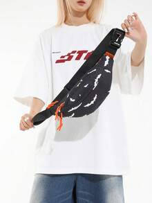 Fashionable & Versatile Women's Chest Bag, Featuring Cow, Leopard, Zebra Print Nylon Fabric, Suitable For Couples, Shoulder Bag, Crossbody Bag, Waist Bag, Sports, Commuting, Daily Use - Black - View 7