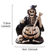 1pc Vintage Funny Skeleton Stirring Potion Decorative Statue, Resin Material Decorative Craft, Suitable For Halloween, Theme Parties, Desk And Other Personalized Decor