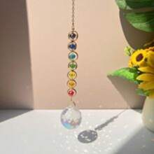 30mm Lichterkugel aus irisierendem Glas und geometrischem Metallring, handgefertigt, Sonnenfänger, Meditation, Regenbogenmacher für Balkon, Fensterbrett, Landhausdekoration