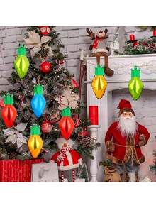 18pcs Christmas Themed Light Bulb Design Decorative Balloons, Perfect For Christmas Decoration - Mixed Colors - View 3