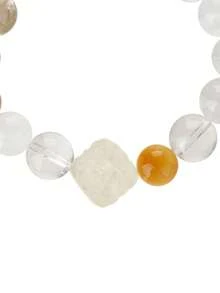 1pc High Quality S925 Silver Natural Multi-Gem Crystal Bracelet, Includes White Crystal, White Phantom Quartz, Helps With Study & Career, Matched With Tiger's Eye, Yellow Citrine, Black Obsidian, Yellow Agate, Suitable For Self, Girlfriend, Friend, Mother, Unisex. Jewelry Color Randomly Assorted - Bracelet - View 4