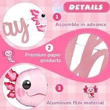 9 Pcs Axolotl Birthday Decorations Inflatable Party Supplies Include 4 Pcs Aluminum Foil Balloons 4 Round Balloons And 1 Axolotl Birthday Themed Party (Blue)2025 - 粉色 - 查看 3