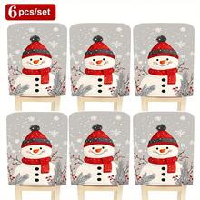 1pc/4pcs/6pcs/10pcs Christmas Series, Snowman & Snowflake Print Plush Chair Cover, Removable Short Plush Material Chair Slipcover, Chair Back Protector, Suitable For All Seasons, Holiday Decor Chair Cover For Dining Room, Living Room, Home, With Back Protection, Fit For Dining Room, Office, Living Room, Hotel And Home Decor - ZYBT-182 - View 11