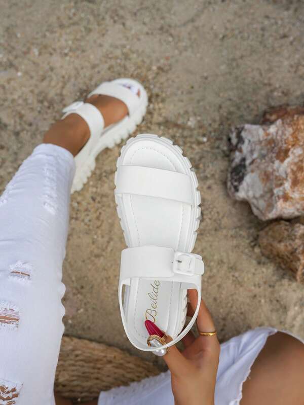 Girl's Casual Vacation Walking Sandals, Versatile Comfortable Non-Slip Lightweight Hot Selling Gear Jelly Flat Sport Roman Sandals