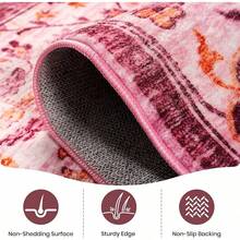 Zentavio Washable Area Rugs 2x3 Door Mat Entryway Vintage Floral Non-Slip Low Pile Entrance Thin Rug Carpet For Kitchen Bathroom Living Room Blue