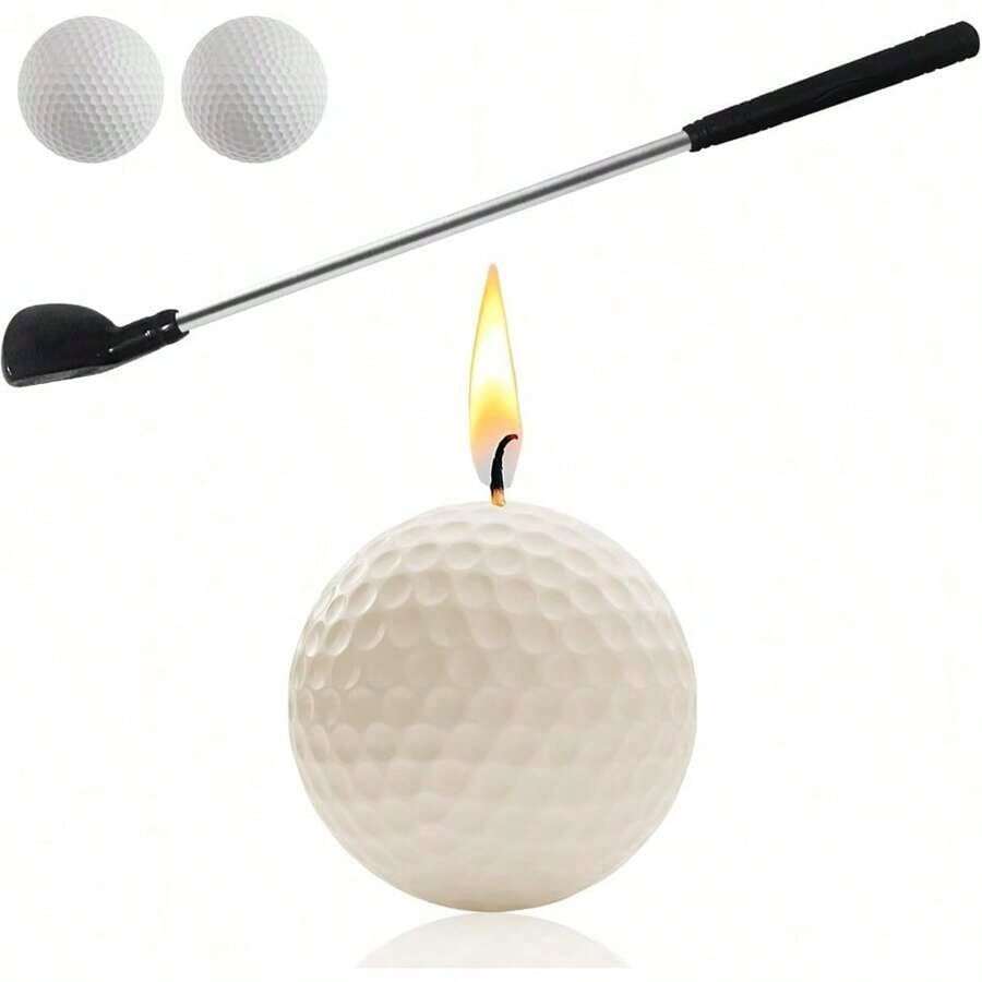 Golf Ball Birthday Candles, Golf Cake Topper & Mini Golf Club For Golf Birthday Party Decorations (White, Putter) - White - View 1
