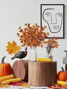 1/5/10 piezas Hojas de eucalipto de otoño artificiales, tallos de eucalipto de dólar plateado largo, ramas de hojas de otoño falsas de seda de eucalipto para decoración de otoño en interiores, hogar, acción de gracias. Decoración de otoño para dormitorio, decoración de calabaza de otoño, decoración de otoño para sala, decoración de otoño para cocina - Marrón - Ver 2
