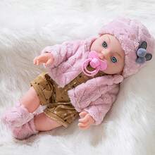 12英寸/30厘米重生娃娃，婴儿娃娃套装，包含帽子、袜子和玩具奶嘴，逼真的儿童玩具，适合派对游戏，是送给孩子的最佳圣诞节和万圣节礼物。 - 粉色 - 查看 3