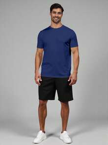 Men Sports Tees & Tanks - Navy Blue - View 1