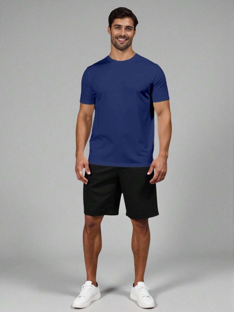Men Sports Tees & Tanks - Navy Blue - View 1