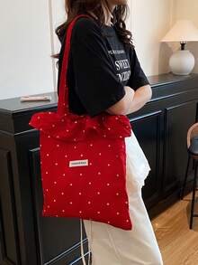 Casual Bag Fairy Stylish Polka Dot Women's Tote Bag 2025 Summer New Fresh Single-Shoulder Women's Bag With Relaxed Sense Large Capacity Ruffled Casual Commuting Tote Bag - Multicolor - View 1