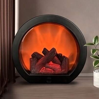 1pc LED Simulated Fireplace Light, Creative Touch Switch Fake Flame Lamp, USB Powered Realistic Charcoal Flame Lantern, Christmas Fireplace Lantern, Halloween Decor