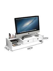 Soporte de escritorio multifuncional, soporte de escritorio apilable de varias capas, combinación libre de material de oficina, cómodo, Para Monitor De Computadora,Soporte de Madera para Monitor Laptop Multiusos Oficina Escritorio Organización - Blanco - Ver 1