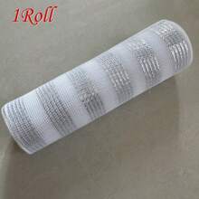 1/2 Rolls Deco Mesh Ribbon - 10inch X 30 Feet Each Roll Metallic Foil Mesh Ribbon For Wedding, Birthday,Halloween, Thanksgiving, Christmas, New Year DIY Gift Decorationand Home Decorating