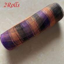1/2 Rolls Deco Mesh Ribbon - 10inch X 30 Feet Each Roll Metallic Foil Mesh Ribbon For Wedding, Birthday,Halloween, Thanksgiving, Christmas, New Year DIY Gift Decorationand Home Decorating