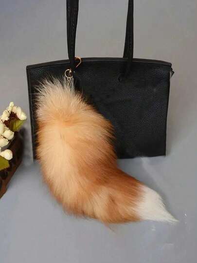 Faux Fox Tail Plush Keychain, Cute Faux Animal Tail Keychain Pendant, Decorative Plush Fox Tail Keychain, Keychain, Faux Animal Tail Keychain Pendant, Pom Pom Keychain, Bag Decoration, Suitable For Men And Women, Gift For Her (Tail Color May Vary Slightly, Keychains Shipped Randomly)