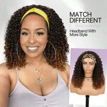 M16 Inch Kinky Curly Headband Wig For  Gluel Synthetic Half Wig With Headband None Human Hair Ombre Brown 8001 - OmbreBrown - View 4