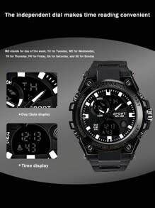 1pc New Fashionable Luminous Waterproof Men & Teenage Sports Electronic Watch - A - View 9