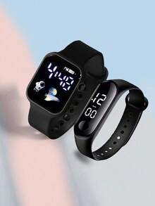 2 st/set smartklockor i minimalistisk stil för pojkar - Svart - Visa 1