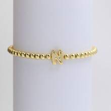 1pc Classic A-Z Initial Letter Bracelet Women 18K Gold Plated Copper Bead Bracelet For Women Jewelry Gift - Letter Bracelet - View 12