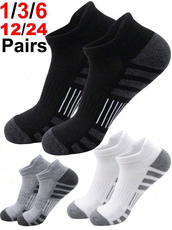 24Pairs Cushioned Ankle Socks For Men Athletic Running Socks Low Cut Casual Sports Sock Tab Short Socks For Men Women