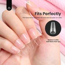 Beetles Medium Almond Nail Tips Etch X Nail Tips 12 Sizes 576PCS Half Matte Full Cover Nail Tips Gelly Tips False Nails Clear Acrylic Nails Glue On Nails DIY Nail Extension Gift For Women -It Is Important For Beauties - MediumAlmond576pcs - View 6